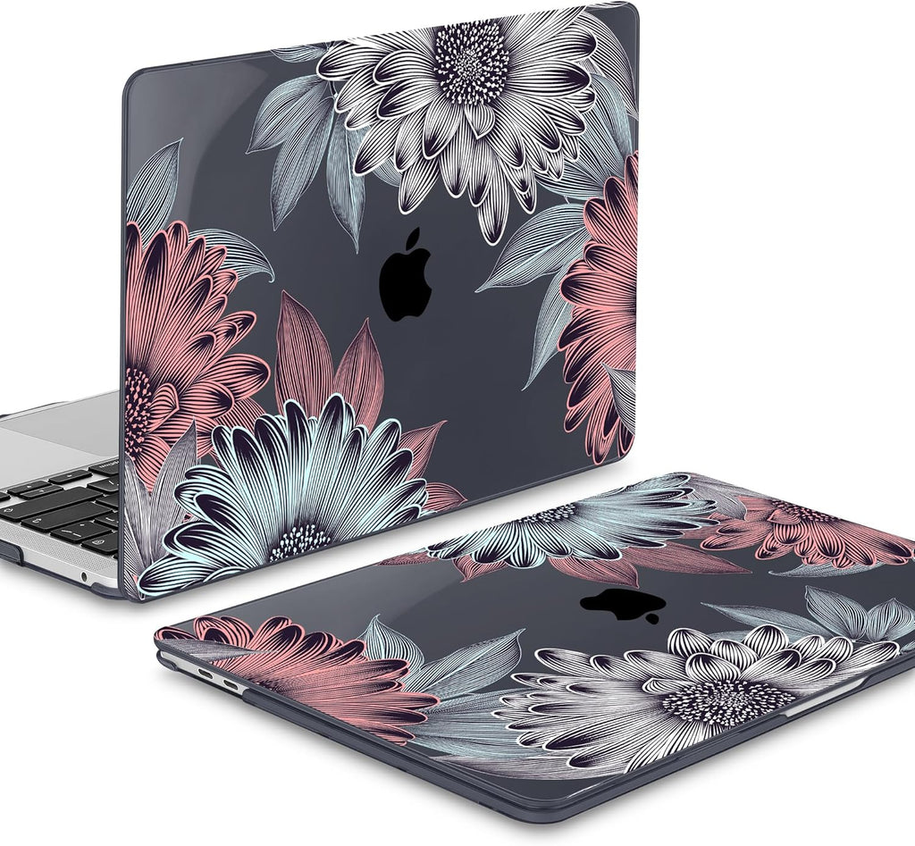 Mektron for MacBook Air 13 Case A1466/A1369 (2010-2017 Release), Snap-on Plastic Hard Shell Cover for MacBook Air 13.3 inch with Keyboard Cover,Blooming Chrysanthemums