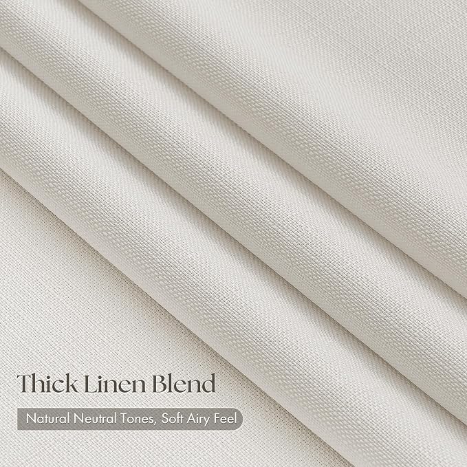 Pinch Pleat Linen Curtains 108 Inches Long 4 Panels Set Ivory Cream Memory - Image 3