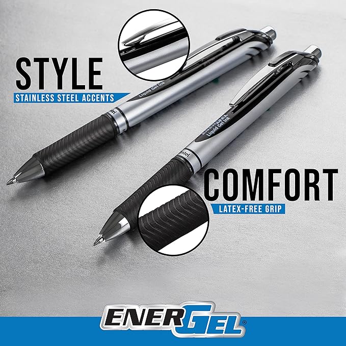 Pentel EnerGel RTX Gel Pens, 0.7 mm Metal Tip, Box of 12 - Image 4