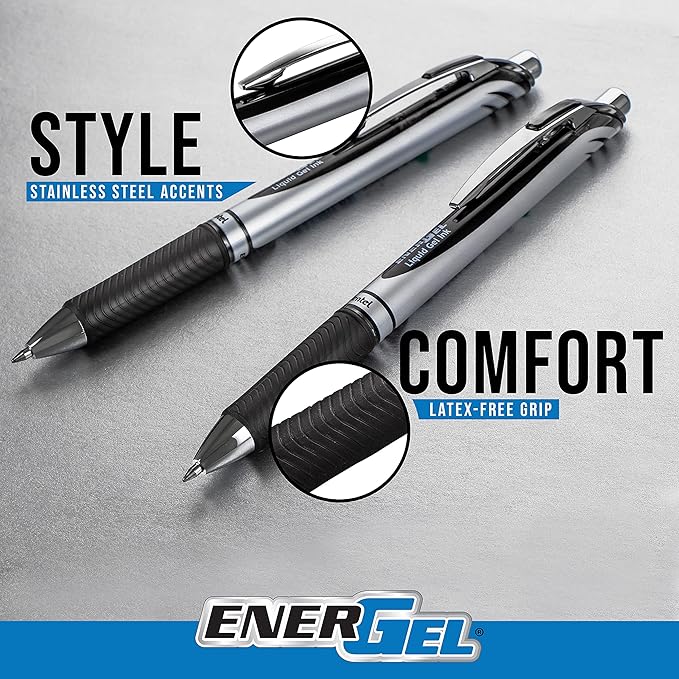 Pentel EnerGel RTX Retractable Liquid Gel Ink Pen, Medium line, Sepia Ink - Image 3