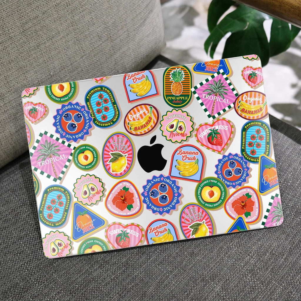 MEEgoodo for MacBook Air 13 inch Case 2021 2020 2019 2018 Released A2337 M1 A2179 A1932 with Touch ID, Plastic Hard Shell & Keyboard Cover Compatible with MacBook Air Case 13.3,Fruit & Sticker