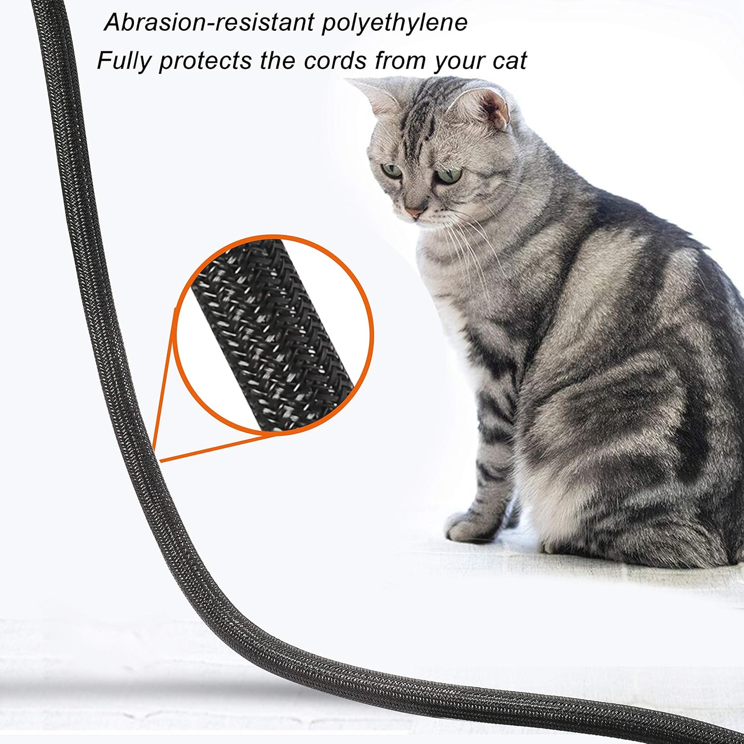 CrocSee 25ft - 1.25 inch Braided Cable Management Sleeve Cord Protector - Self-Wrapping Split Wire Loom for TV/Computer/Home Theater/Engine Bay - Black