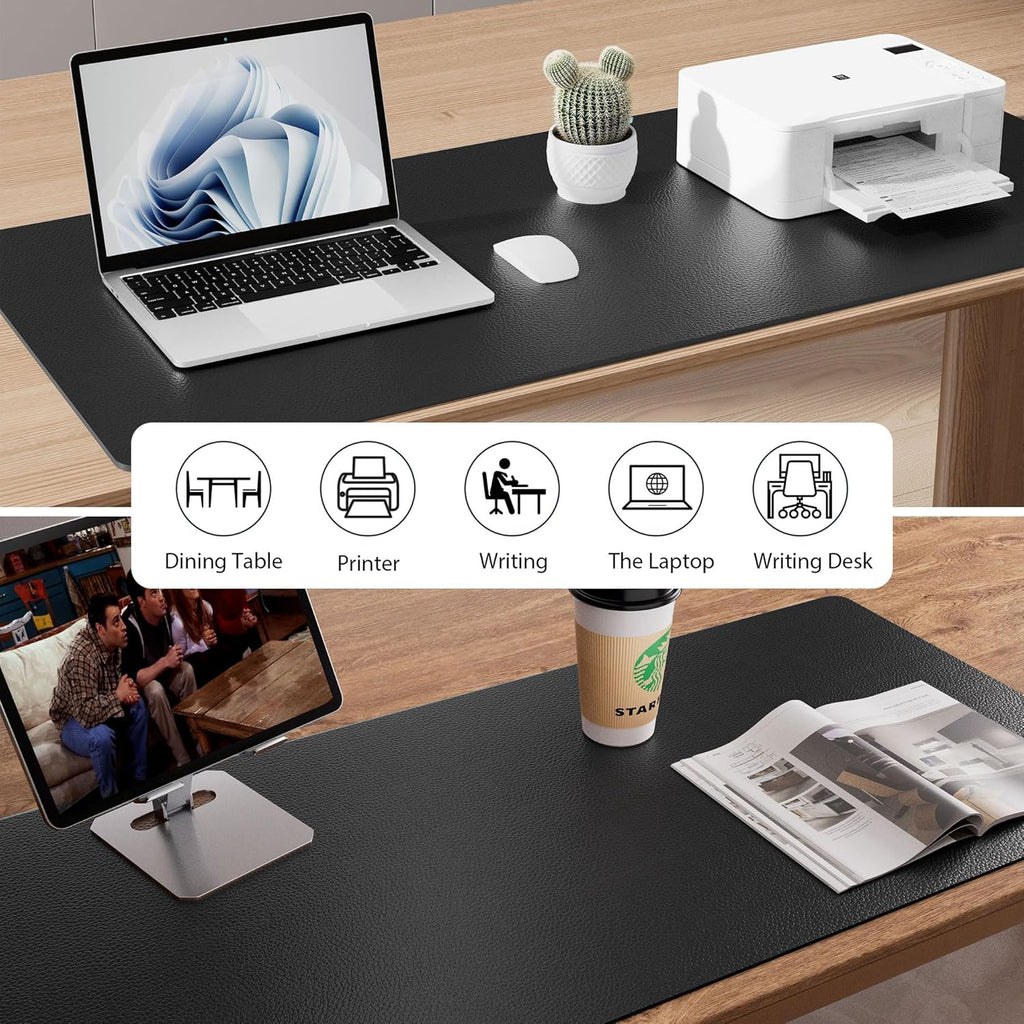 Aothia Leather Desk Pad Protector, Mouse Pad, Office Desk Mat, Non-Slip PU Leather Desk Blotter, Laptop Desk Pad, Waterproof Desk Writing Pad for Office and Home (Black,36" x 17")