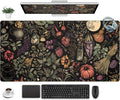 Desk Mat Botanical Witchery Mouse Pad Gaming Mat Dark Keyboard Mat, Long Mouse Mat XXL Extended Desktop Pad Computer Mats with Stitched Edges, Office Desk Accessory Home Decor 31.5" x 15.7"