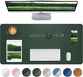 Leather Desk Pad Blotter,Mouse Pad,Office Desk Mat, Non-Slip PU Leather Desk mat,Large Desk mat,Waterproof Keyboard mat for Office/Home/Decor (Dark Green,35" x 17")