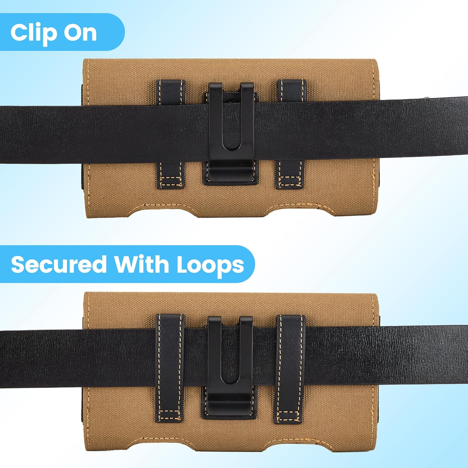 Mopaclle Nylon Cell Phone Holster for Samsung Galaxy S25 Ultra S24 Ultra,S23 Ultra,S22 Ultra, S21 Ultra,Note 20 Ultra A71 A23 A12 Moto G Stylus, Premium Phone Belt Holder with Belt Clip for Men
