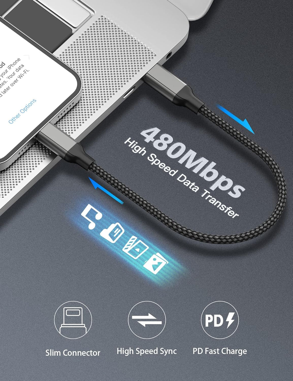 6 inch USB C to Lightning Cable Short, 0.5ft 2Pack Type C to Lightning Cord Power Delivery Fast Charging,[MFi Certified]Nylon Braided USB C iPhone Charger for iPhone14 13 12 11 Pro Max XR XS 8 SE iPad