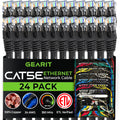 GearIt 24-Pack, Cat5e Ethernet Patch Cable 5 Feet - Snagless RJ45 Computer LAN Network Cord, Black