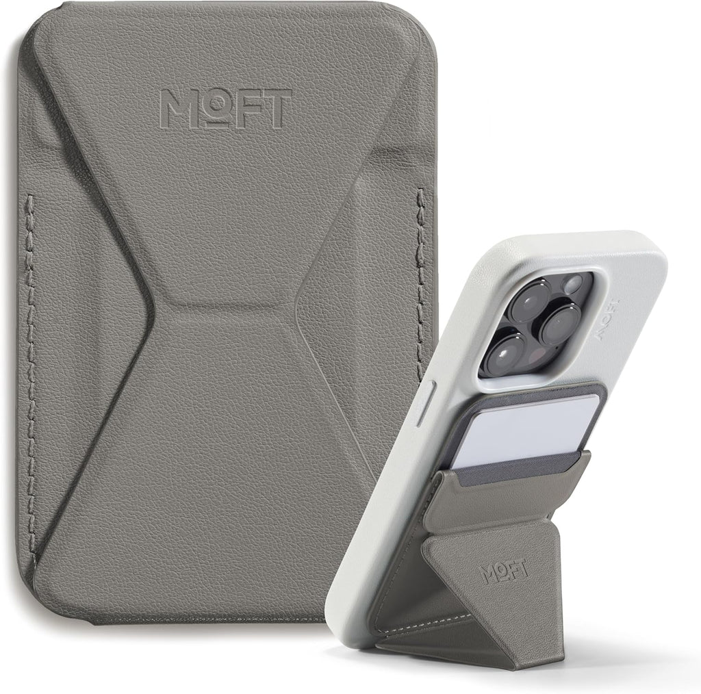 MOFT Magnetic Wallet Stand Compatible with iPhone 16/15/14/13/12 Series, Angle Adjustment & Magsafe Compatible MOVAS Phone Stand,Taupe