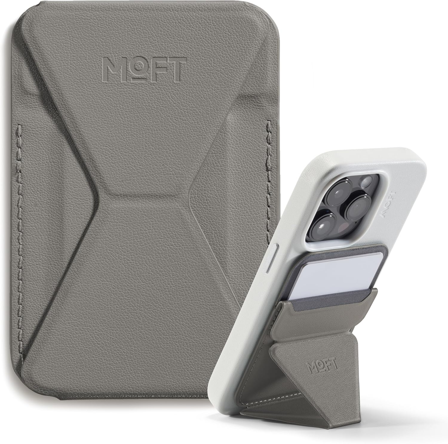 MOFT Magnetic Wallet Stand Compatible with iPhone 16/15/14/13/12 Series, Angle Adjustment & Magsafe Compatible MOVAS Phone Stand,Taupe