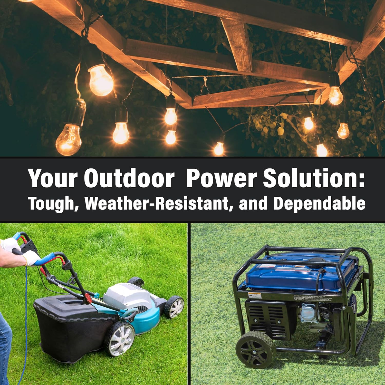 25 ft - 12 Gauge Heavy Duty Extension Cord - Lighted on Both Ends - SJTW Blue - Outdoor Extension_Cord Waterproof 25 ft by Premier Wire - 15 Amp ExtensionCord (25 Foot 12-Awg Power Cord Blue)