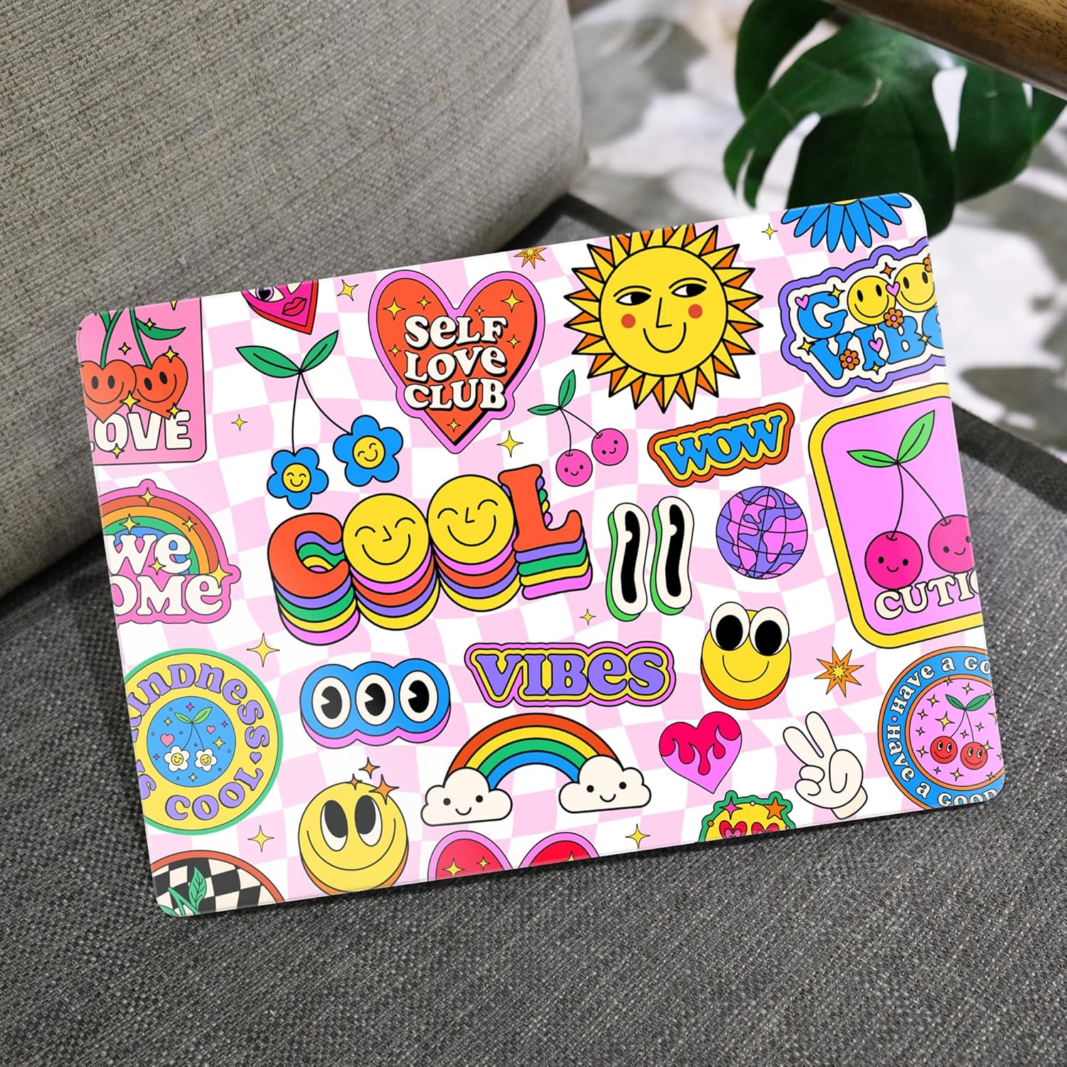 MEEgoodo for MacBook Air 13.3 inch Case 2021 2020 2019 2018 A2337 M1 A2179 A1932, Laptop Shell for MacBook Air M1 with Keyboard Webcam Cover & Trackpad Film & Type C Adapter,Pattern Stickers