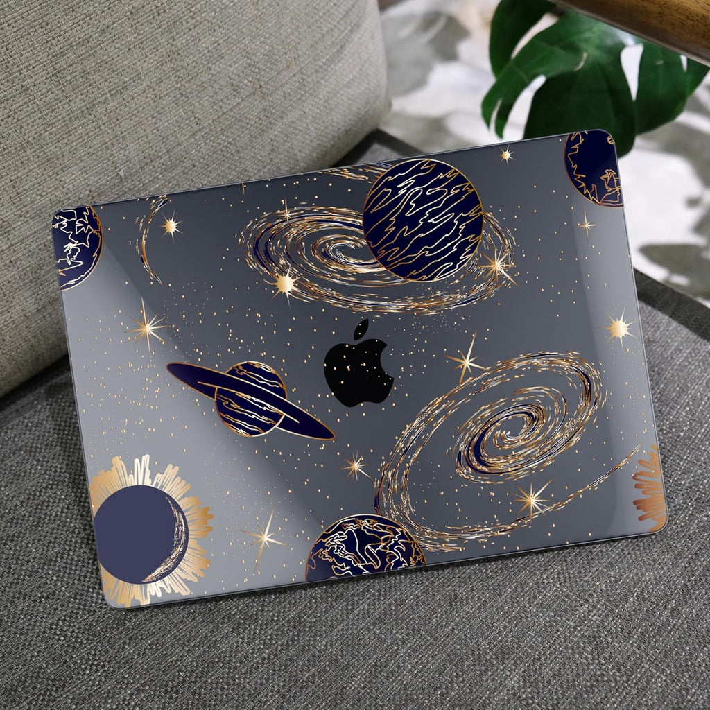 MEEgoodo Case for M4/M3/M2 MacBook Air 13.6 inch Case 2025 2024 2022, Fit Model A3240/A3113/A2681, Laptop Hard Shell with Keyboard Cover Compatible with MacBook Air 13 inch, Planets & Galaxies