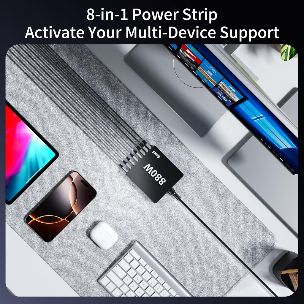 880W USB C Charger Block Charging Station 8 Port Fast GaN Chager 140W 160W PD PPS HUB for Laptop MacBook Charger Compatible with MacBook Pro/Air/All iPad iPhone 17/16/15/14/13/Pro Max/Galaxy Note
