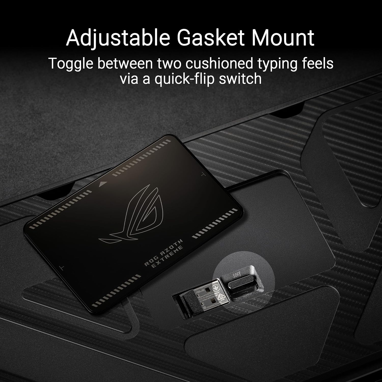 ROG Azoth Extreme 75 Custom Gaming Keyboard, Aluminum Chassis, Carbon Fiber Positioning Plate, Adjustable Gasket Mount, Three-Layer Dampening, Color OLED Touchscreen, ROG NX Snow Switches, PBT Keycaps