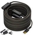 Active USB Extension Cable 150 Feet, USB 2.0 A Male to Female Repeater Cord, with 3 Extension Chipsets Signal Booster, 22AWG Tinned Pure Copper, (AC Power Supply Included)