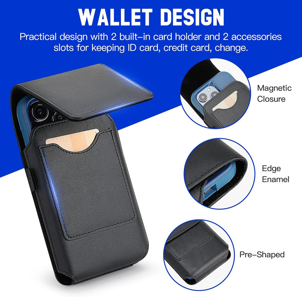 Mopaclle Cell Phone Holster with Belt Clip and Loop,Phone Belt Holder Compatible iPhone 17 Pro Max/Air,iPhone 16 Pro Max, 15, 14 Pro Max, Galaxy S25 Plus, S24 Plus, S23 Plus – Fits with Case On
