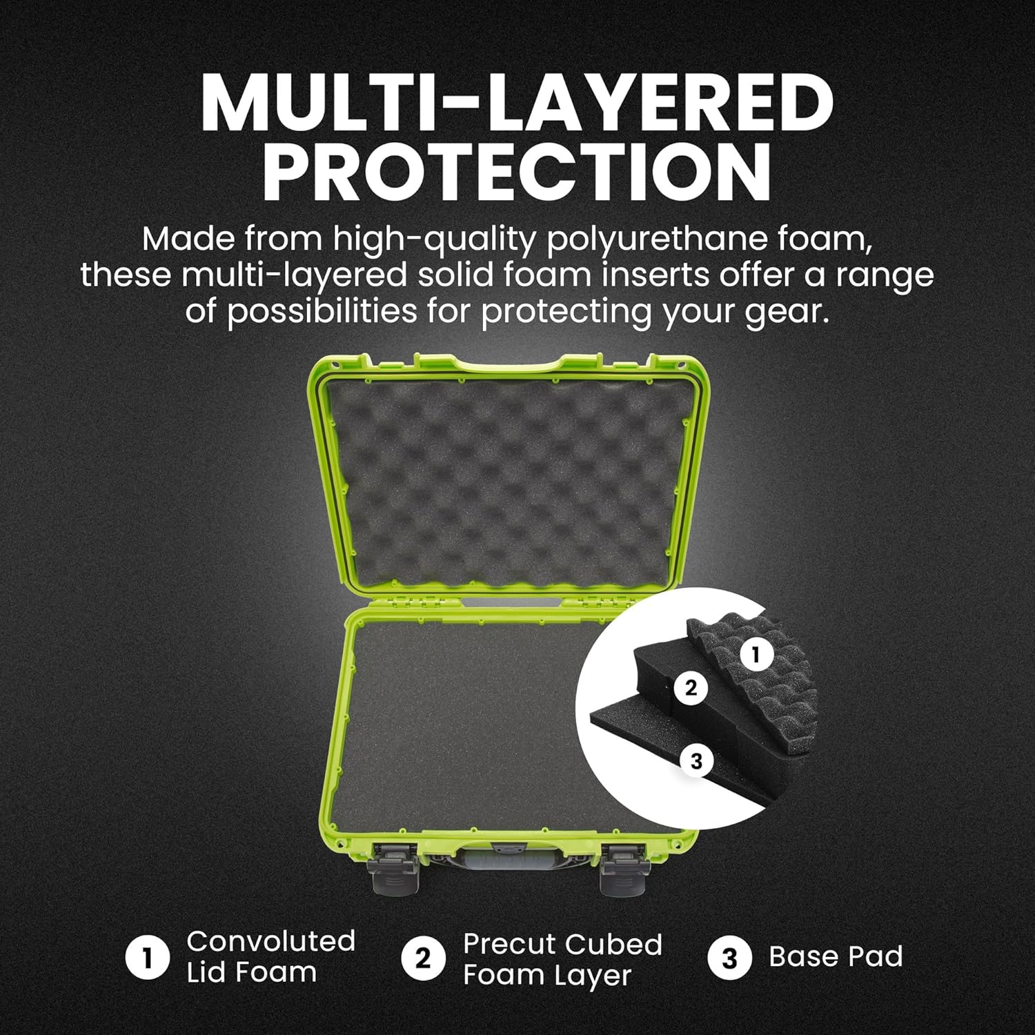 NANUK 910 Hard Case with Customizable Cubed Foam, IP67 Waterproof, Dustproof and Impact Resistant, 14.3” x 11.1” x 4.7”, Rugged Construction for Ultimate Protection, Made in Canada – Lime