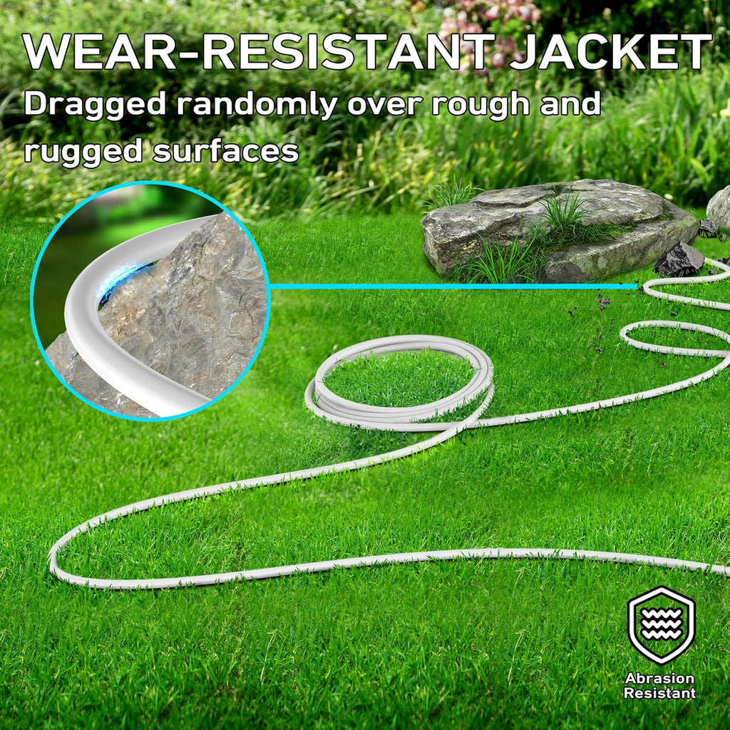 LUCKY TL Indoor Outdoor Extension Cord, 16/3 Gauge White Long Extension Cord 50ft, Waterproof Flexible Case, Made of Pure Copper, 13A 1625W 16AWG SJTW, 3 Prong Heavy Duty Wire, ETL