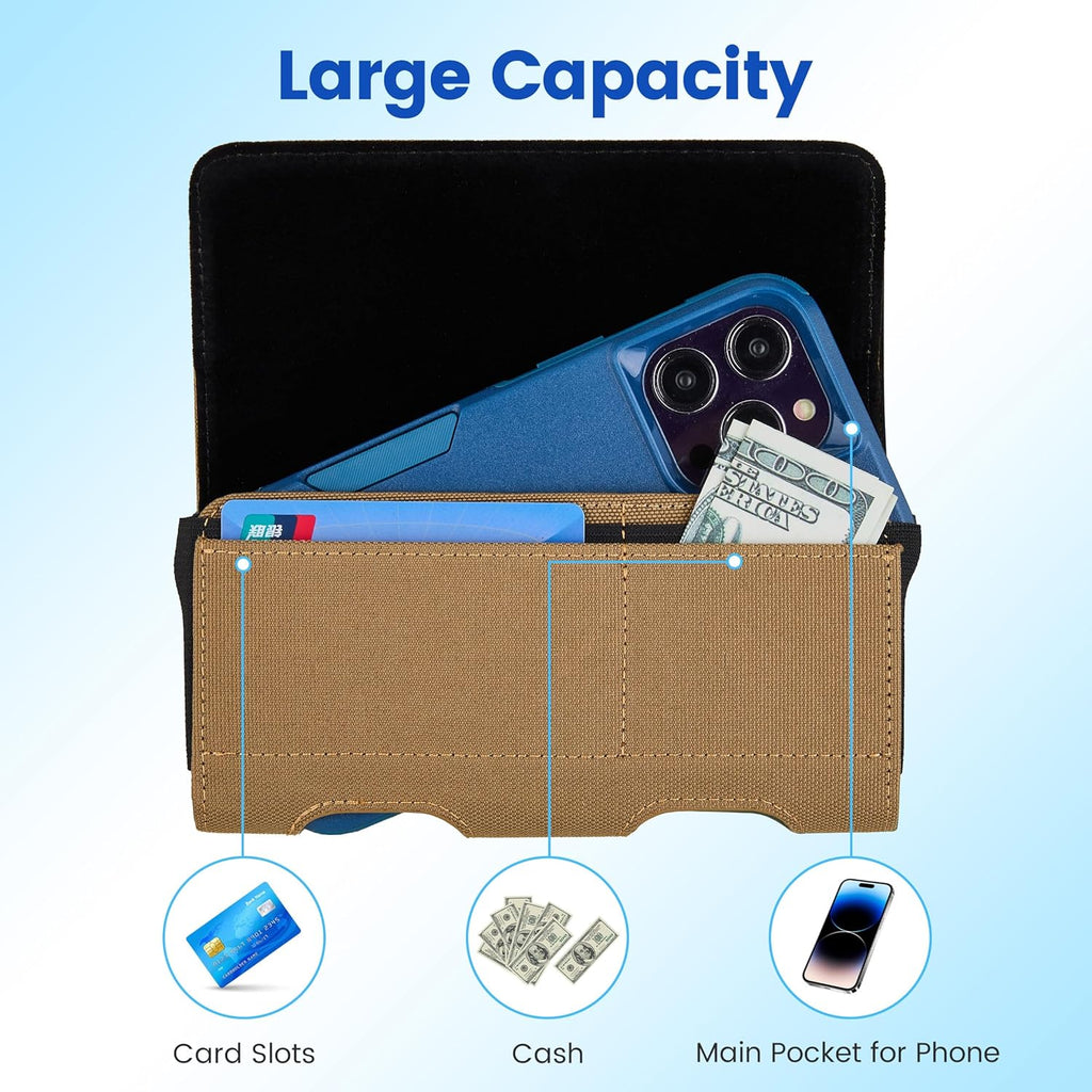 Mopaclle Nylon Cell Phone Holster for Samsung Galaxy S25 Ultra S24 Ultra,S23 Ultra,S22 Ultra, S21 Ultra,Note 20 Ultra A71 A23 A12 Moto G Stylus, Premium Phone Belt Holder with Belt Clip for Men