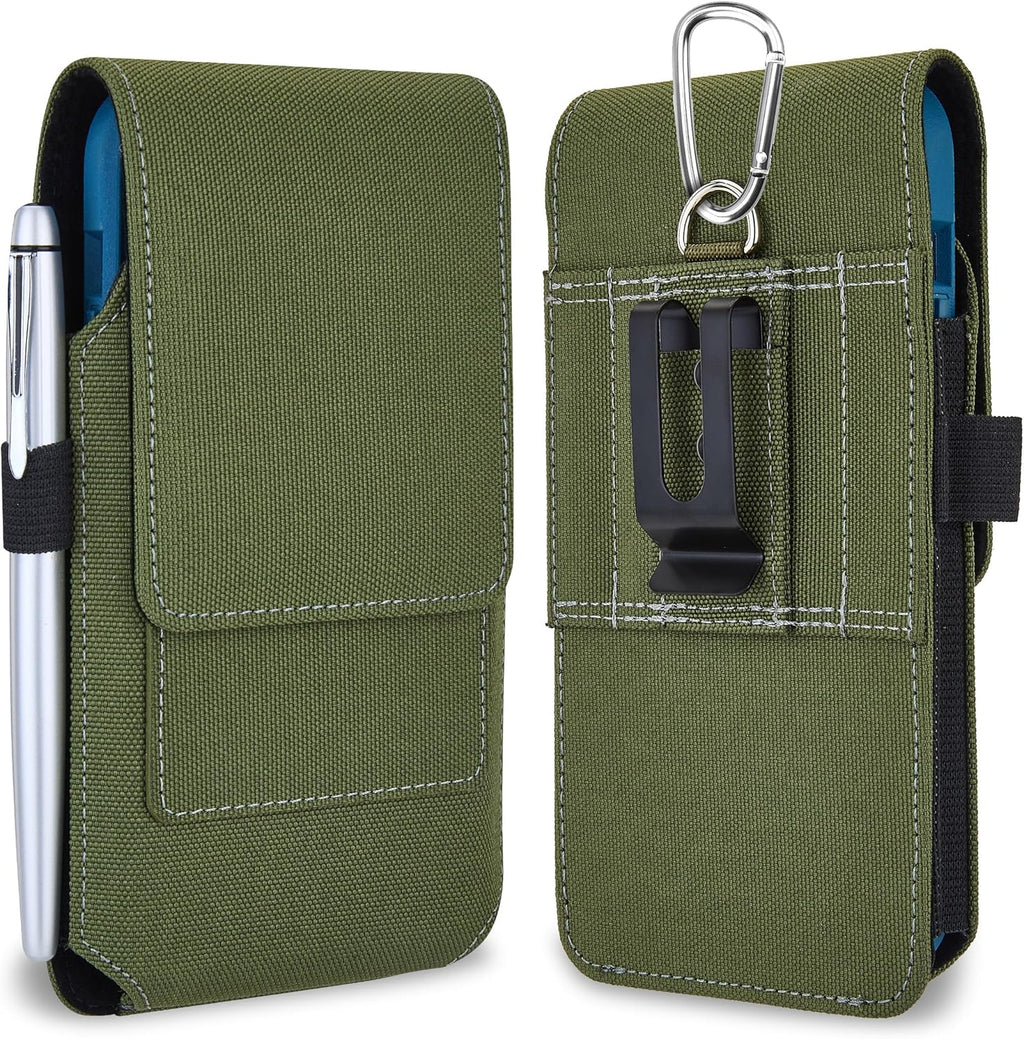 BECPLT Nylon Holster Compatible with Galaxy S25 Ultra S24/S23/S22/S21/S20 Ultra A17 A16 Motorola Moto G56 G Power Cell Phone Belt Holder for Men - Green