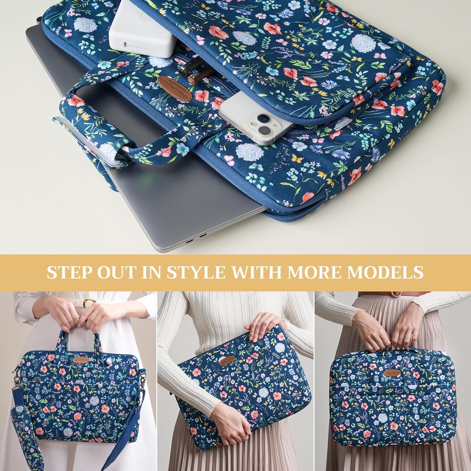 Maison d'Hermine Laptop bag with front pocket Stain and water repellent Cotton canvas