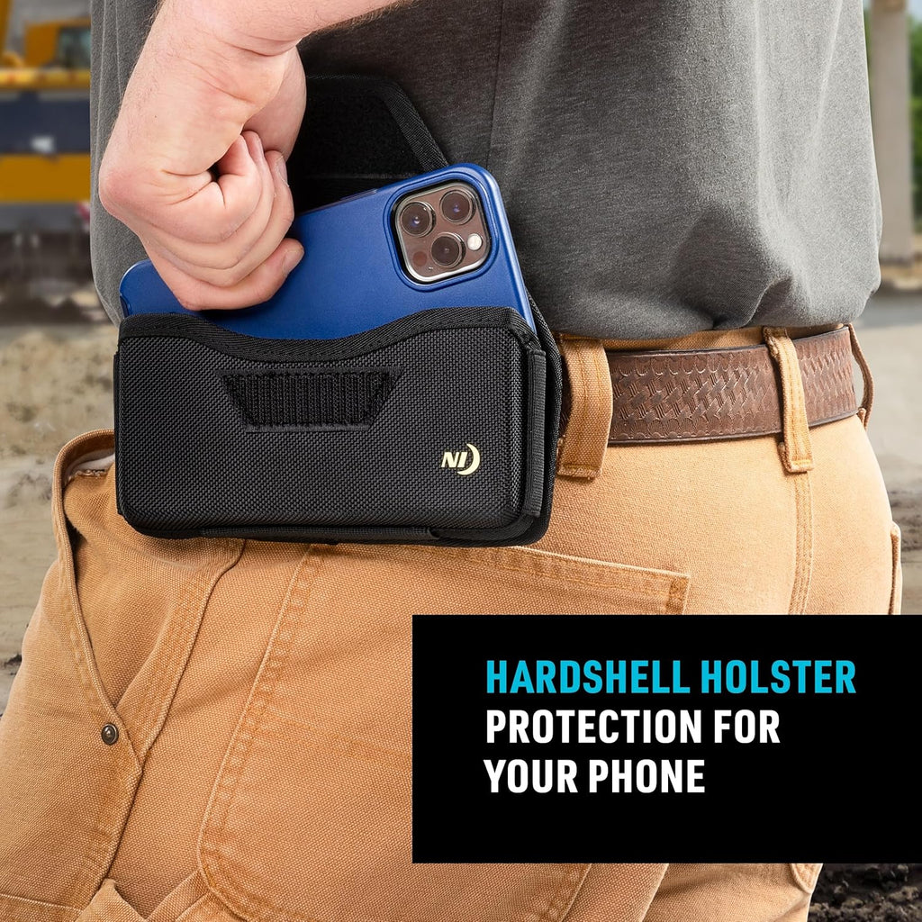 Nite Ize Clip Case Hardshell Universal Rugged Holster - Holster for Men's & Women's Belts - Utility Belt Pouch - Phone Accessories - Cell Phone Pouch - XX-Large, Black