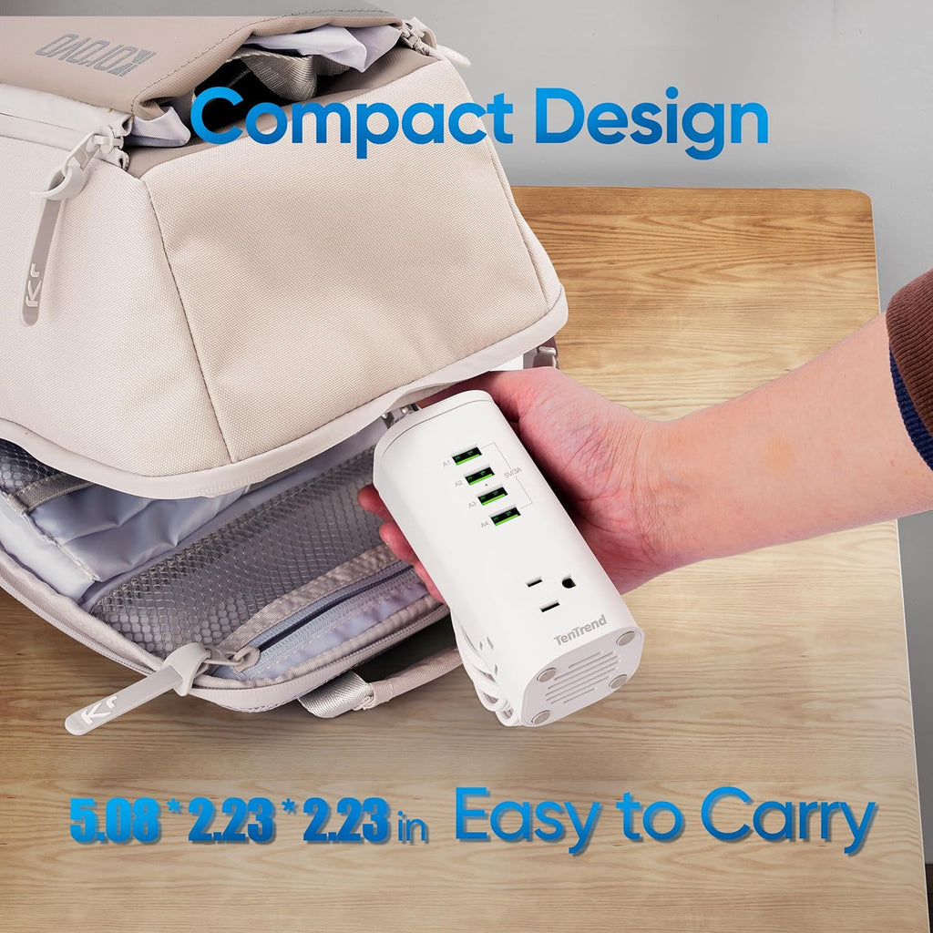 Tower Power Strip Surge Protector with 3 AC Outlets & 8 USB Ports (4 USB-C), TenTrend 160W Fast Charging Station, 5 FT Flat Plug Extension Cord with Multiple Outlets for Home Office Dorm Room