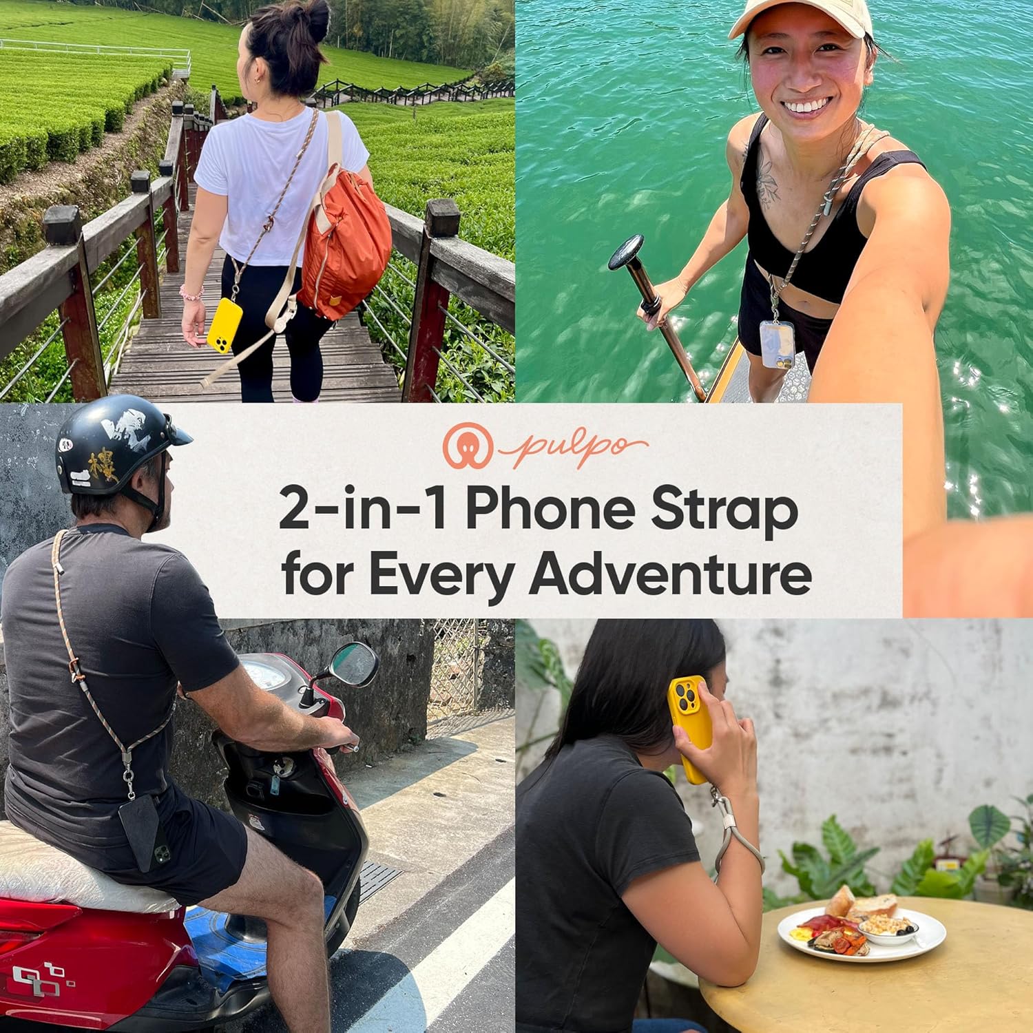 Pulpo 2-in-1 Cell Phone Wrist Strap and Lanyard Sage - Anti Theft Phone Lanyard for Men & Women, Wrist Straps for Phones, Lanyards for Smartphones, Adjustable Cellphone Leash & Safety Strap Tether