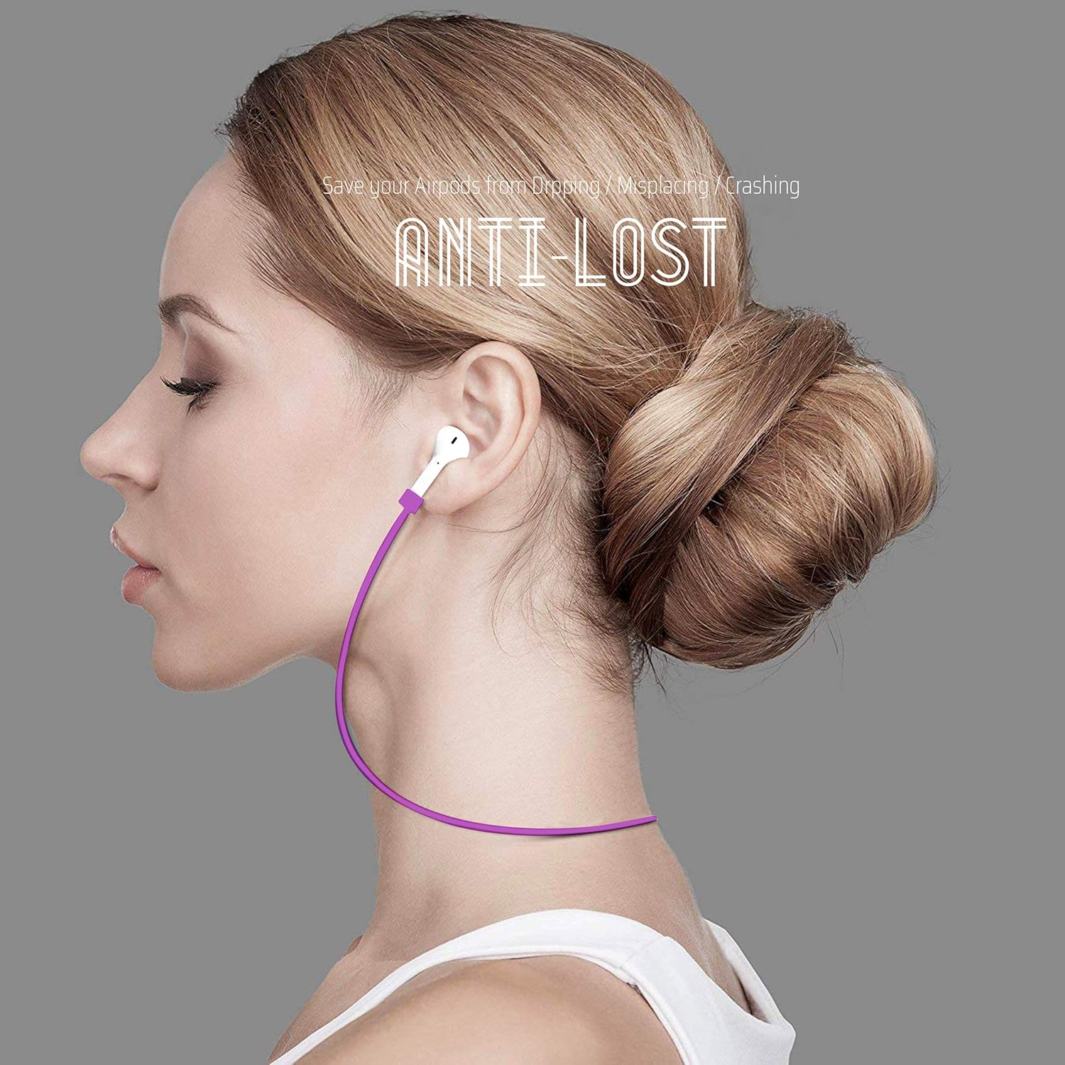 Ultra Strong Magnetic Airpod Pro Strap Anti-Lost Cord Sports Lanyard Compatible with Airpods 3rd 2nd Generation Pro 3 2 1 (3 Purple)