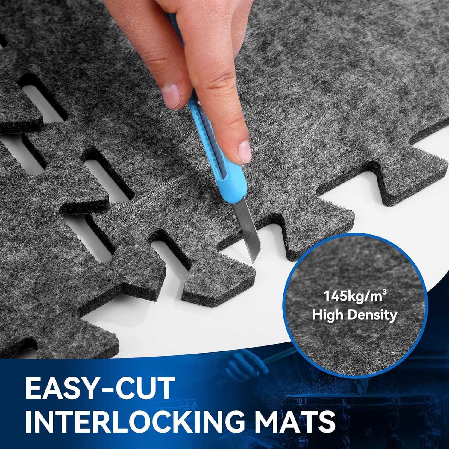 20 Pcs Sound Absorbing Interlocking Floor Mats Pads, 11" x 11" x 0.4"sound absorbing rug, Non-Slip Anti Vibration Sound Proof Puzzle Felt Padding, High Density Piano Carpet Drum Rug for Music Studio