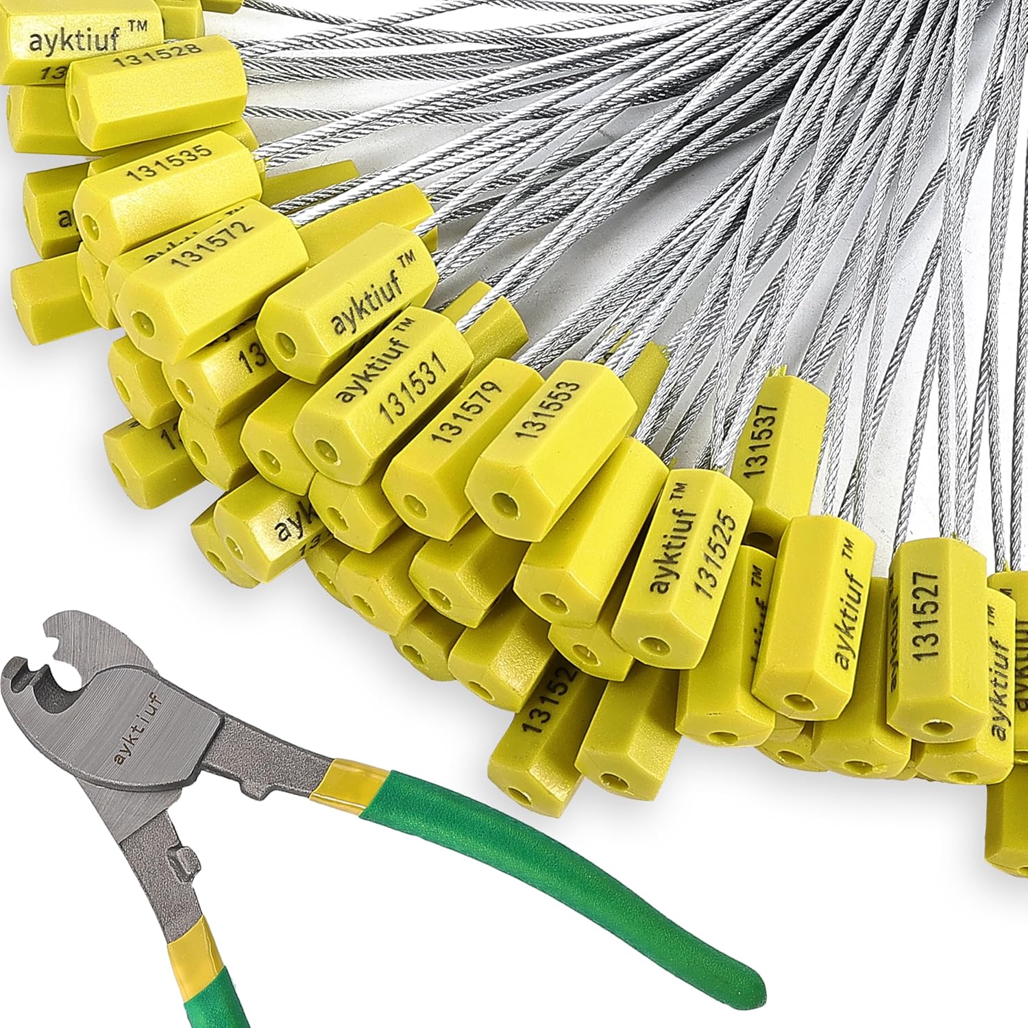 600 Pieces Security Cable Seals, Metal Number security tags for Truck, Trailers, Cargo, Containers, Vans, Oil Tank, Milk Vehicle (Yellow, 600 Pack)