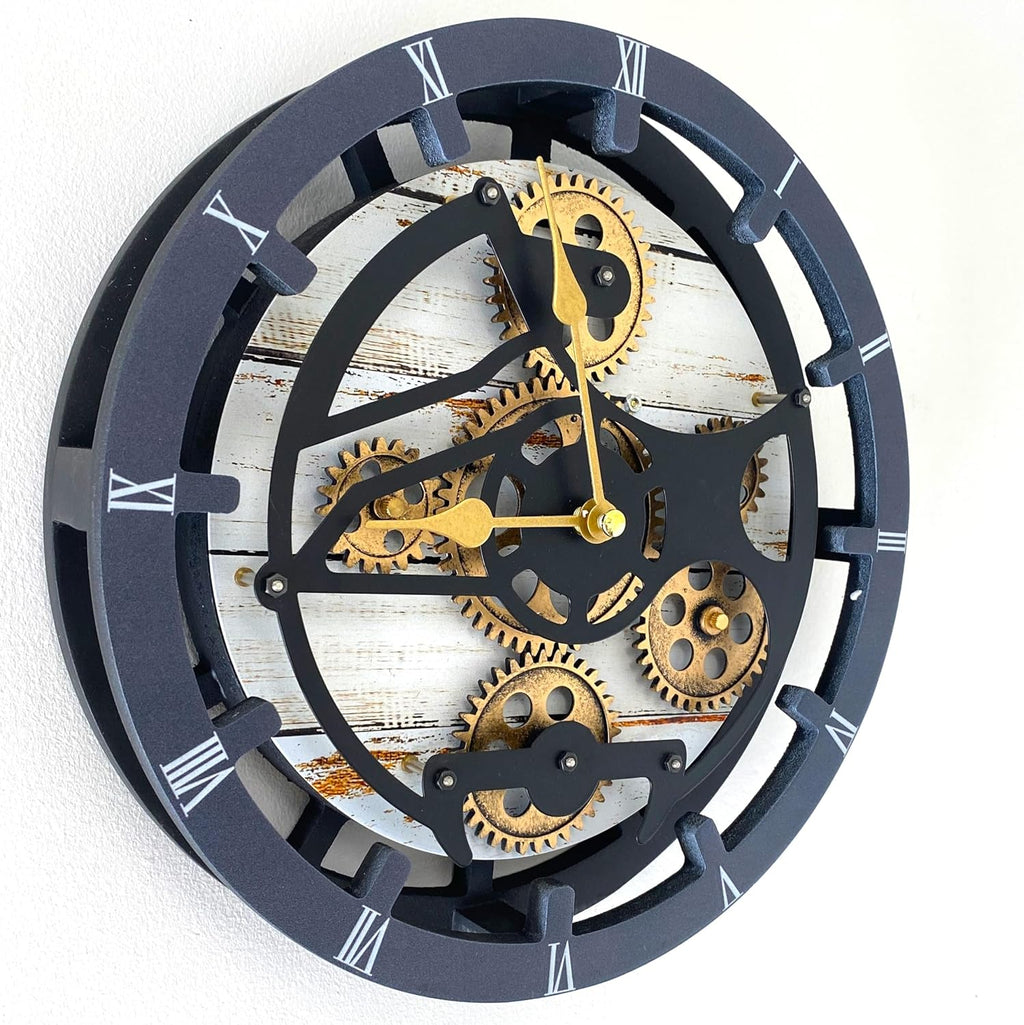 ImprovingLife The Gears Clock Desk Clock 10 inches with Real Moving Gears Convertible into Wall Clock (Desert Beige)