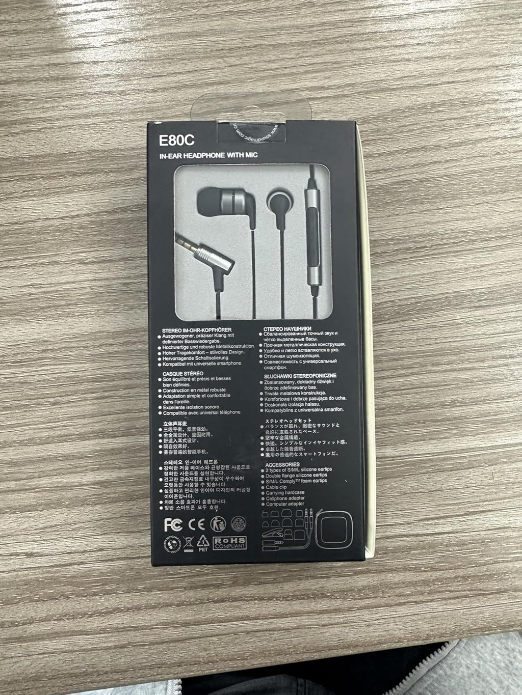 SoundMAGIC E80C Wired Earbuds with Microphone HiFi Stereo Earphones Noise Isolating in Ear Headphones Comfortable Fit Super Bass for Audiophile Gunmetal