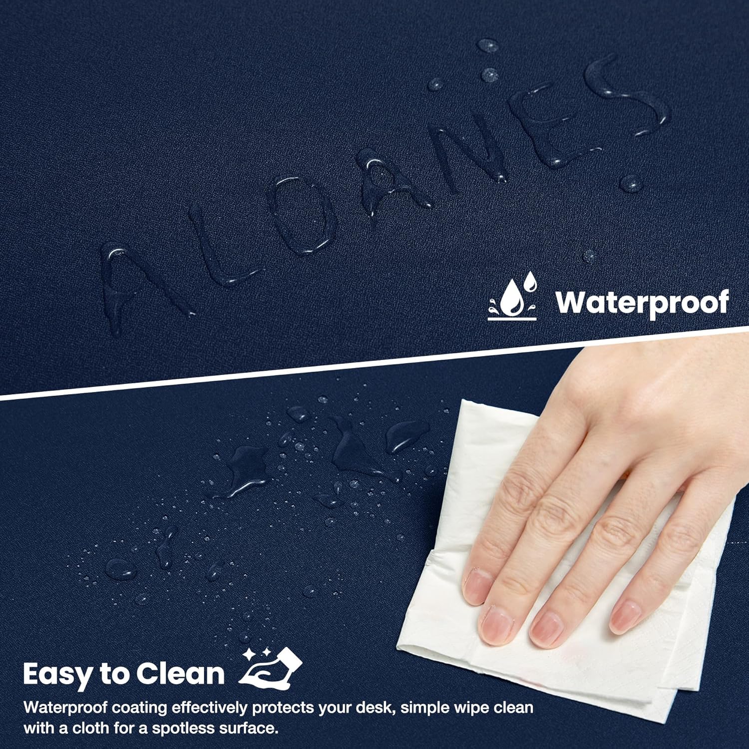 ALOANES Waterproof Mouse Pad with Durable Stitched Edge, Large Gaming Keyboard Pad, Non-Slip Rubber Base Mouse Mat, Desk pad for Gamer, Office & Home, Dark Blue Mousepad 27.6''x11.8''x0.12''