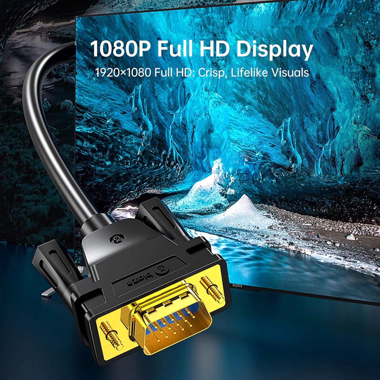 DVI to VGA Cable 6ft/1.8m [DVI-I 24+5 Pin Male to VGA Male] - Gold-Plated Connector for PC, Monitor, Projector - Compatible with Desktop, Laptop, GPU
