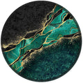 ITNRSIIET Round Mouse Pad with Stitched Edge Premium-Textured Waterproof Non-Slip Rubber Base Desktop Protection Mat Diameter 8.7 inches, Green Marble Gold