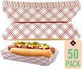 Mr Miracle 7 Inch Paper Hot Dog Tray in Red White Pattern. Pack of 50. by MrMiracle