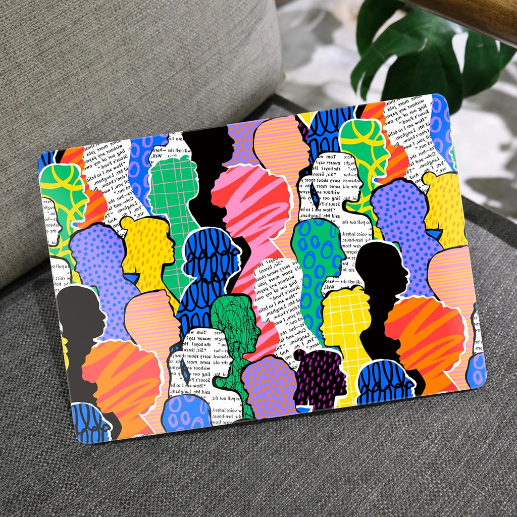 MEEgoodo Case for MacBook Air M4/M3/M2 13.6 inch 2025 2024 2022, Fit Model A3240 A3113 A2681,Compatible with MacBook Air 13 inch, Laptop Hard Shell Case with Keyboard Cover,Diverse People Abstract Art