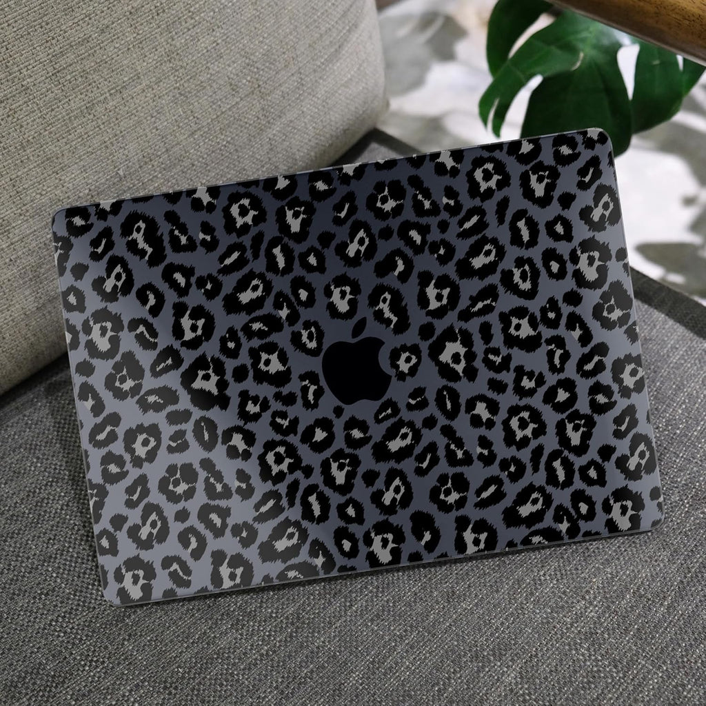 MEEgoodo for MacBook Air 13.3 inch Case 2021 2020 2019 2018 A2337 M1 A2179 A1932, Laptop Shell for MacBook Air M1 with Keyboard Webcam Cover & Trackpad Film & Type C Adapter,Snow Leopard Texture