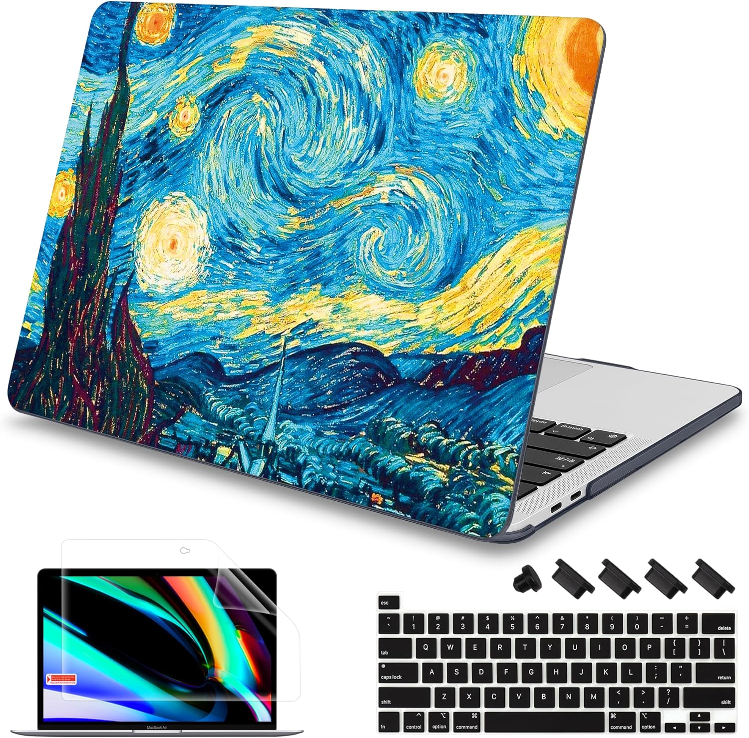 Mektron for MacBook Pro 16 inch Case A2141, 2020 2019 Pro 16-inch Touch Bar & Touch ID Starry Sky Matte Hard Shell Cover Keyboard Skin Screen Protector