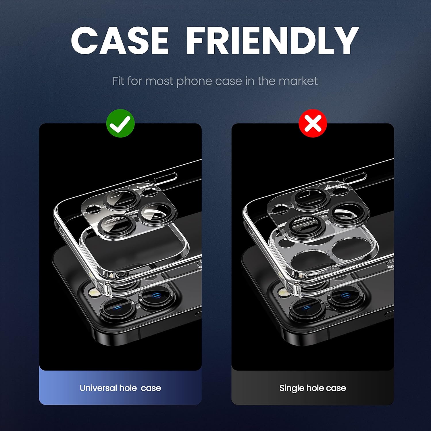 [2 in 1] for iPhone 14 Pro/iPhone 14 Pro Max Camera Lens Protector,Full Protective Metal Ring + HD Tempered Glass Camera Screen Protector Cover Film Accessories, Space Black