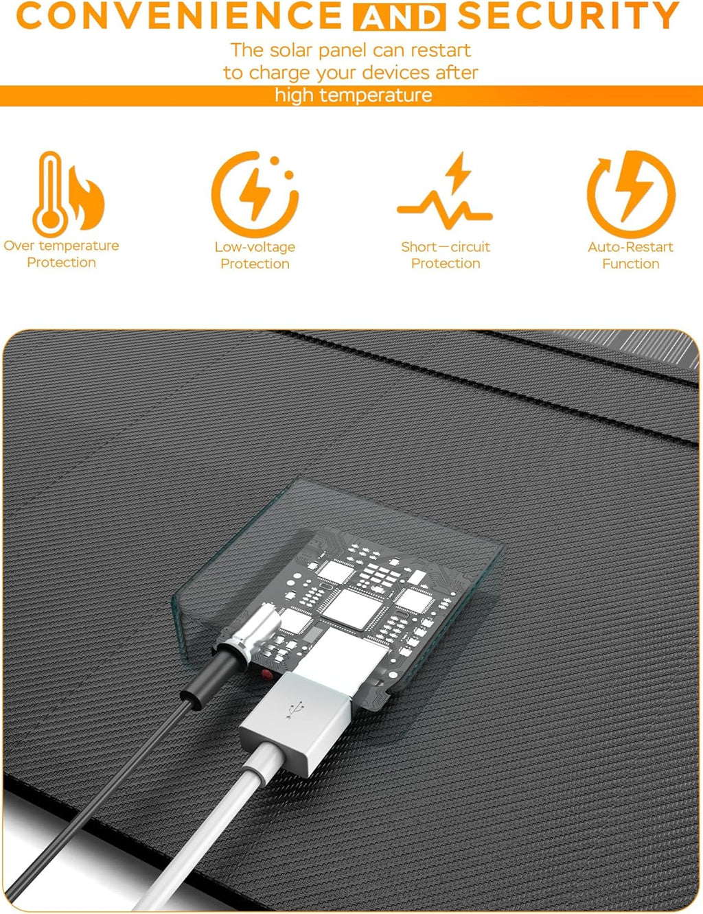 MARBERO 21W Portable Solar Panel Foldable Solar Panel Charger IP65 Waterproof Solar Panels 23% High Efficiency Fast Charger USB Ports & DC 18V Output for Camping Outdoor Travel Emergency Cloudy