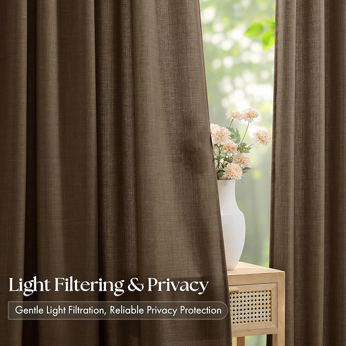 Chocolate Brown Pinch Pleated Bedroom Curtains 102 Inches Long 4 Panels Set - Image 3