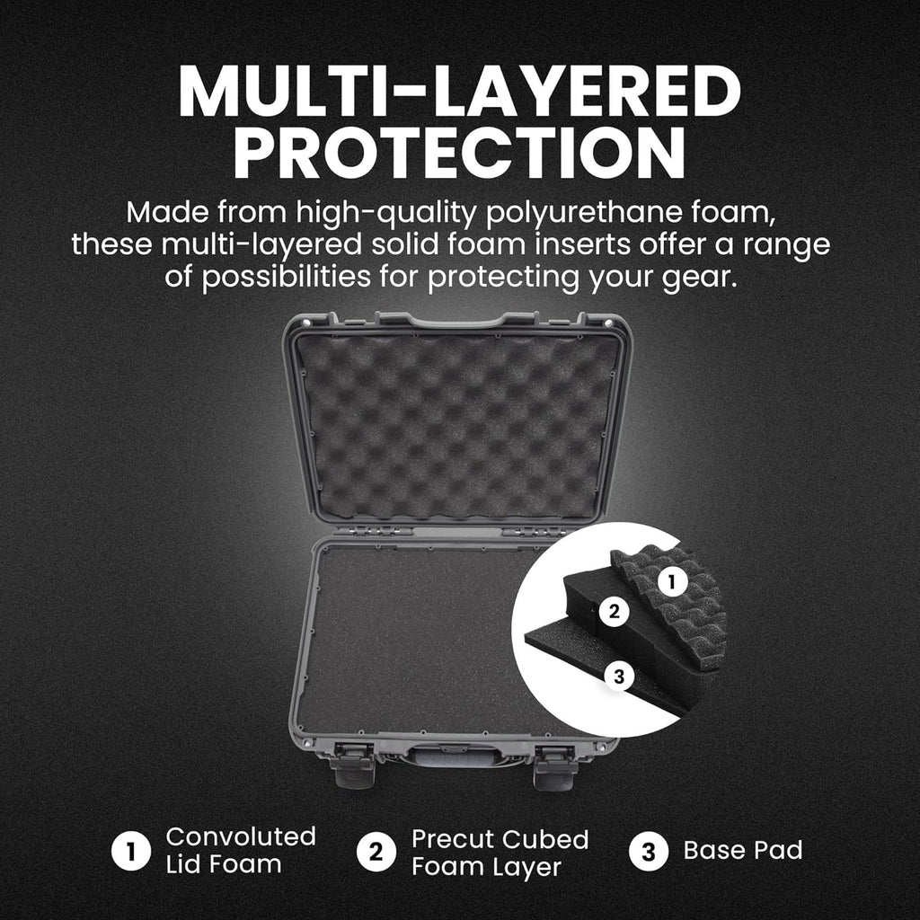NANUK 910 Hard Case with Customizable Cubed Foam, IP67 Waterproof, Dustproof and Impact Resistant, 14.3” x 11.1” x 4.7”, Rugged Construction for Ultimate Protection, Made in Canada – Graphite