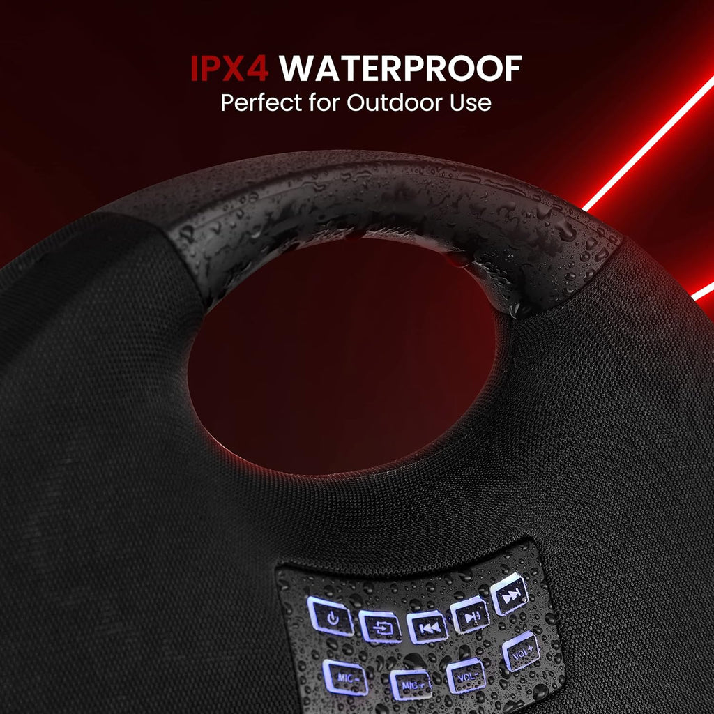 Pyle Wireless Portable Bluetooth Speaker, with Built in Rechargeable Battery, Wireless Microphone, Clear Surround Sound, 220 Watt Waterproof Speaker for Indoor and Outdoor Activities