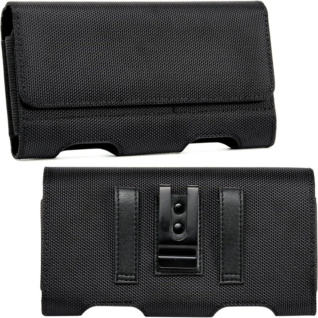 BECPLT Nylon Belt Holster Case Cell Phone Pouch Belt Holder Phone Holster Cover with Clip - Compatible with iPhone 13 Mini, 12 Mini, SE 2020, 8, 7, 6, 6S, Galaxy S10e, S7, J5 (Black)