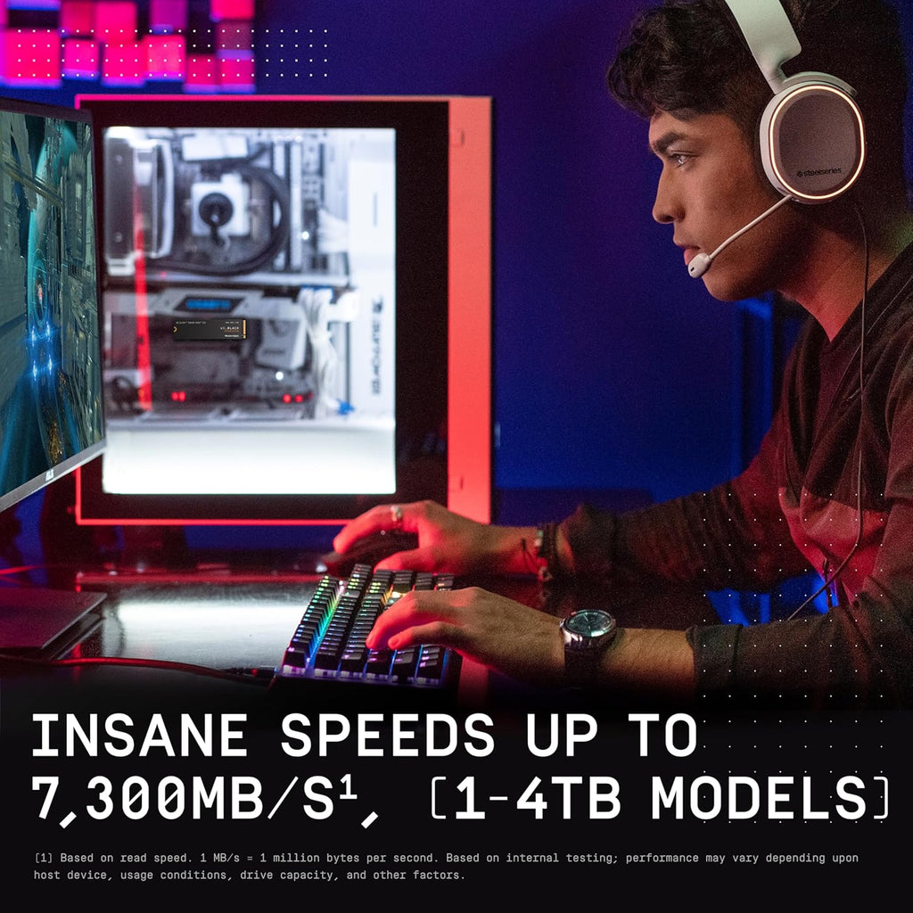 WD_BLACK 4TB SN850X NVMe Internal Gaming SSD Solid State Drive - Gen4 PCIe, M.2 2280, Up to 7,300 MB/s - WDS400T2X0E