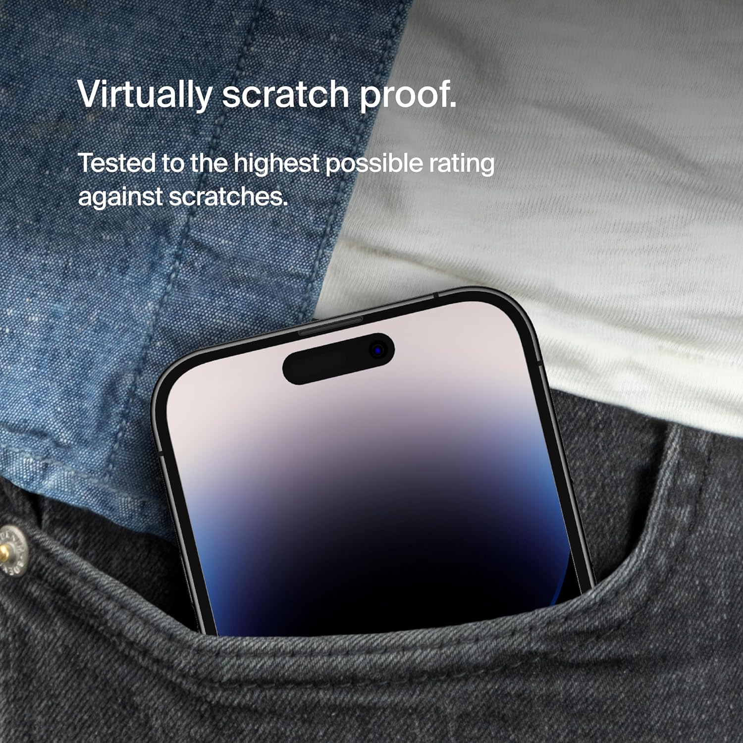 Belkin ScreenForce TemperedGlass Privacy Screen Protector for iPhone 14 Pro - Treated Surface with Anti-Fingerprint Coating and Included Easy Align Tray for Bubble Free Application