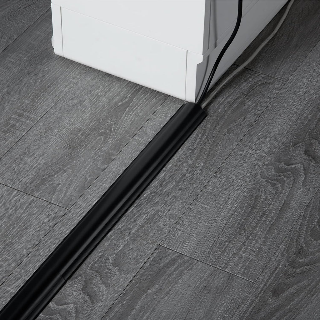 ZhiYo Cord Hider Floor 68in(4xL17in), Rigid PVC Floor Cord Cover, Hard PVC Floor Wire Cover, Floor Cable Cover for Cable Management Floor, Cable Floor Cover Black, Cord Cavity - 1in W x 0.35in H